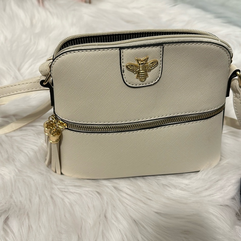 Calista White Faux leather crossbody